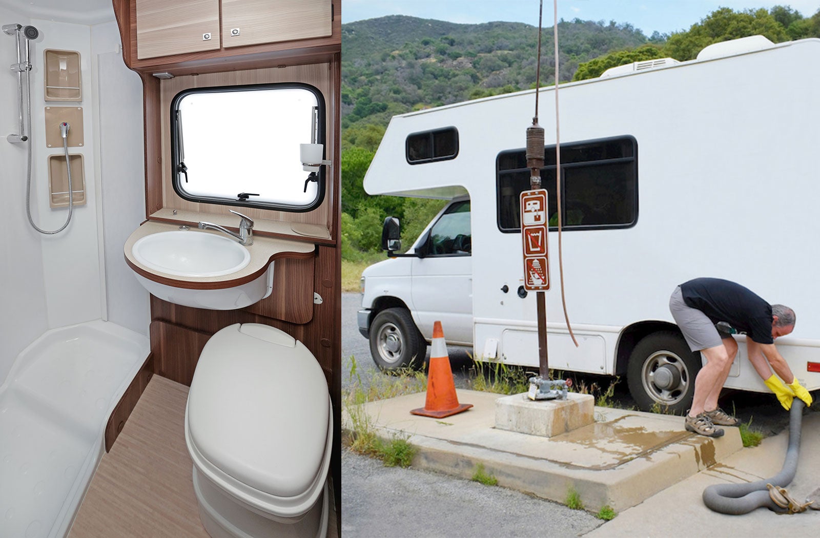 Portable RV/camper toilet and holding tank setup in Hickory, North Carolina