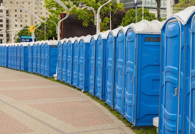 Seasonal porta potty units set up at a Hickory, North Carolina venue